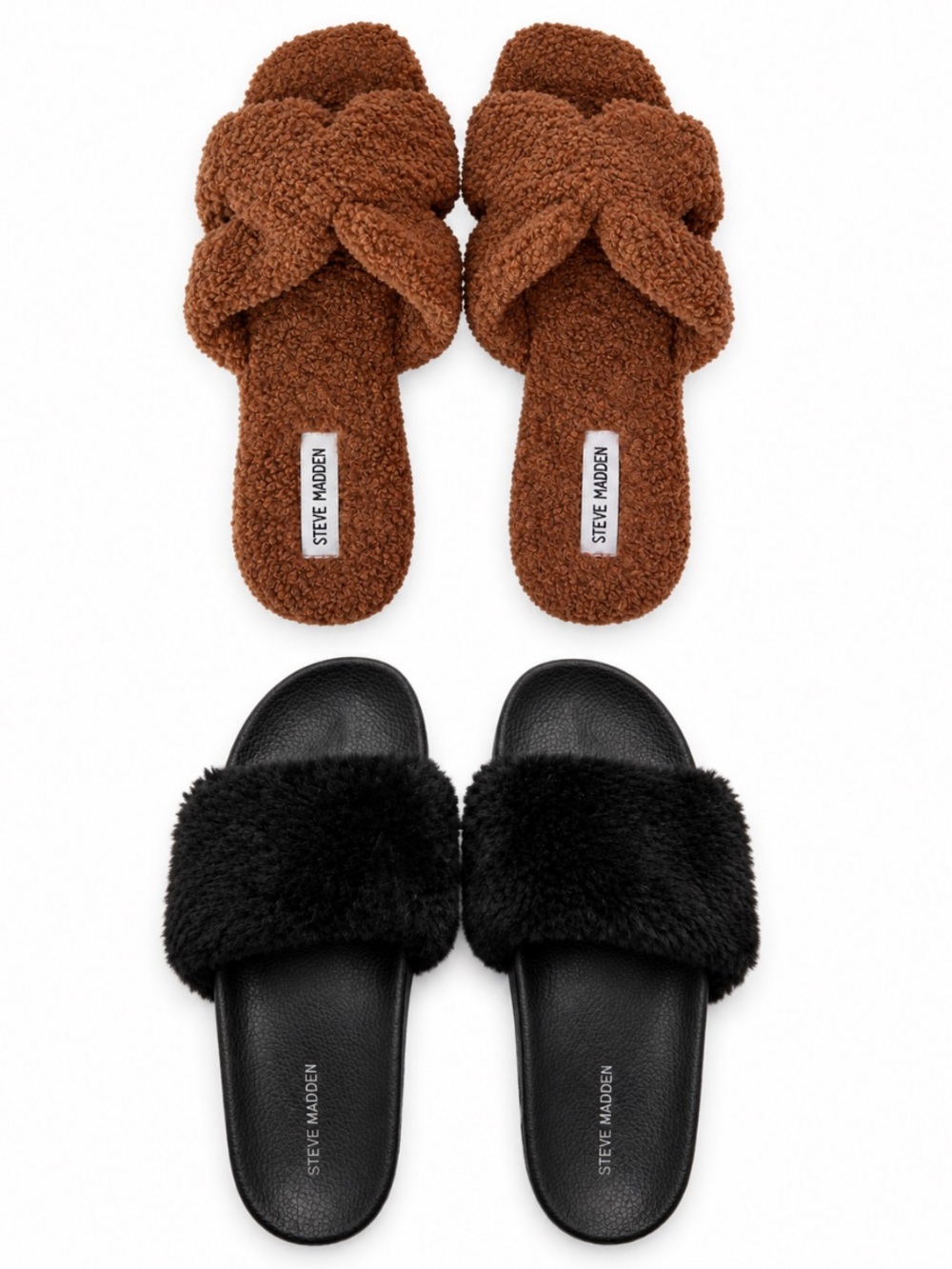 2 Piece Steve Madden Bundle Faux Fur & Hayden Sherpa Slide Sandal – Size 9.5 GUC